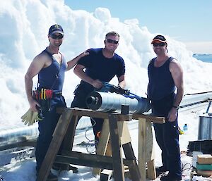 A picture of Craig, Gary Bolitho and Danny Black in 2010 working in front of a snow mound