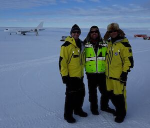 Matt Ryan, Gary Bolitho and myself at the runway with plane in background