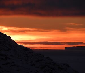 Sunset over Reeve’s Hill with an iceberg