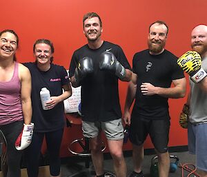 Boxing — Anne, Maddie, Aaron, Grant & Garvan posing