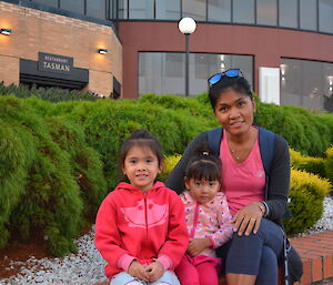 Scott Mitchell’s wife Sirinee and daughters Pailyn and Tuptim seeing dad off in Hobart