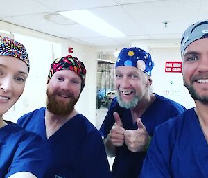 Winter LSA team, (left to right) Amy, Garvan, Rhys and Aaron in the surgery