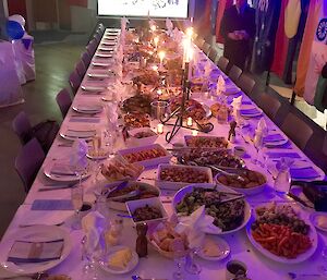 The dinner table with all sorts of beautiful food