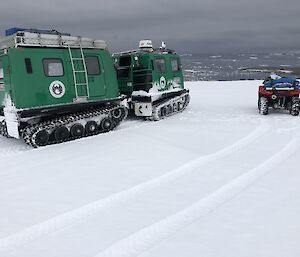 The green Hagg and a Quad on snow overlooking the water