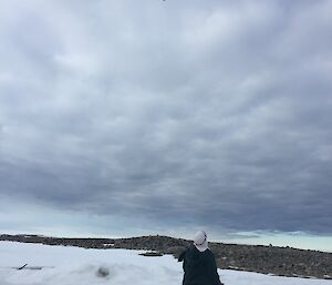 There goes the Weather Balloon and Radiosonde to the edge of space after being released into a cloudy sky