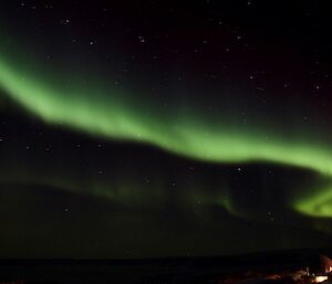 A swirling green aurora over Casey