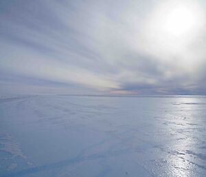 Ice runway on a partly cloudy day