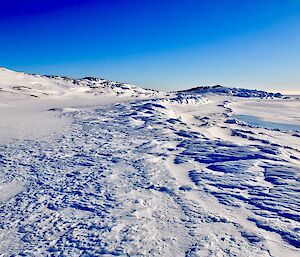 Snow and ice along the shoreline of Casey