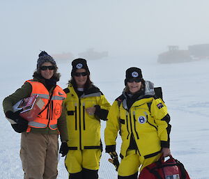 Christine MacMillian, Wendy Harbottle and Ali Dean at Wilkins Aerodrome