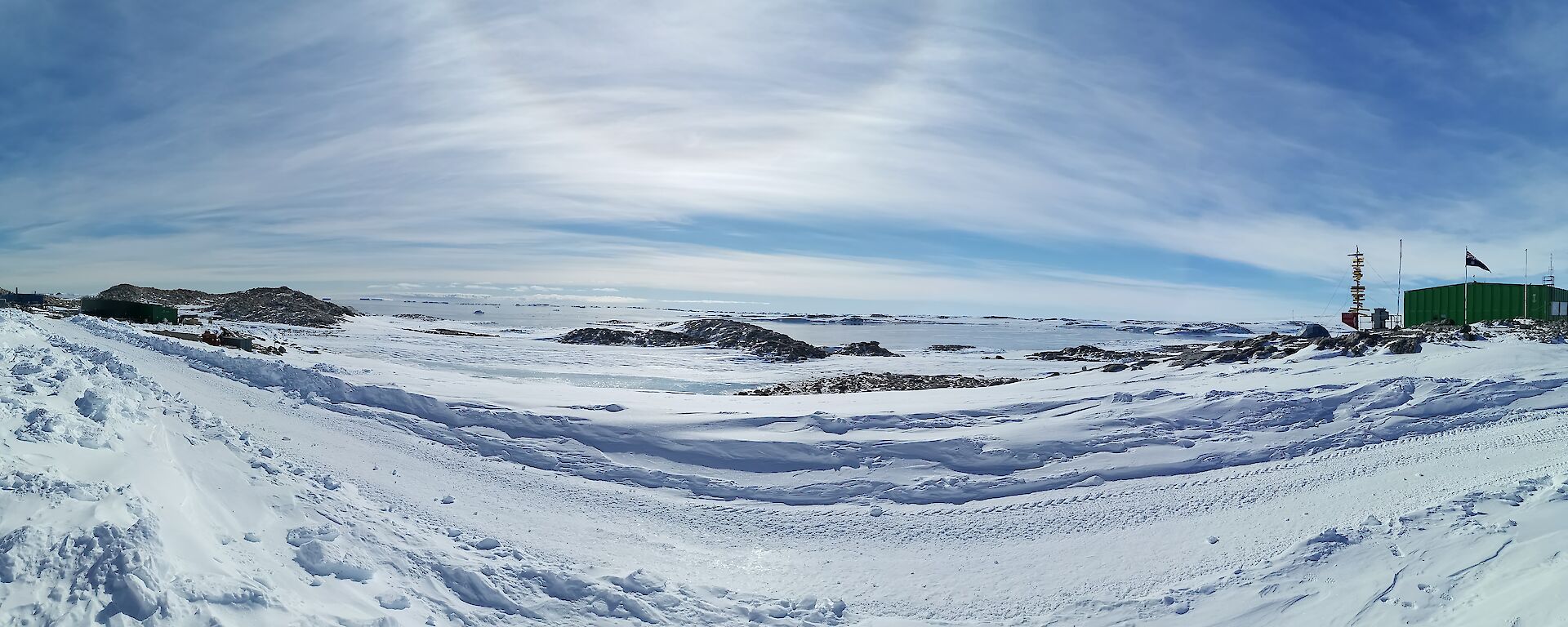 A view from Casey Station looking over Newcomb Bay in glorious summer weather
