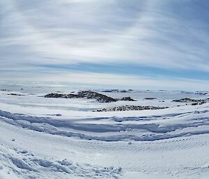 A view from Casey Station looking over Newcomb Bay in glorious summer weather