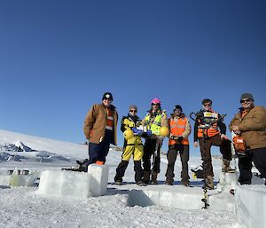 The tide gauge team from left to right — Matt, Imojen, Dean, Russell, Ben, Nathan