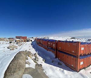 Containers down at Old Casey, snow and ice make things a little more challenging in regard to obtaining access
