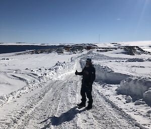 Johan Mets with the Casey wharf road excavated in the background