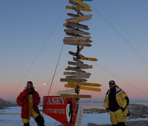 A new placard added to Casey sign pointing up to Jupiter’s moon Europa