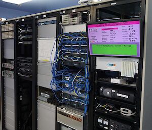 The Communications rack in the Operations building at Casey