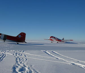 Basler JKB in the foreground with Chinare Basler GCX taxiing at Casey Skiway