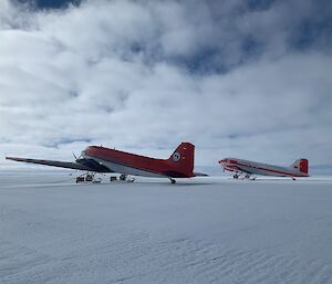 Two Baslers on the apron at the Casey ski landing area