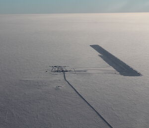 A bird’s-eye view of the Casey ski landing area taken from a Basler