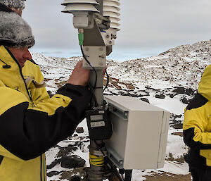 Davis expeditioners at Brookes Hut AWS