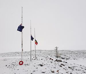 Davis Station Anzac Day flags