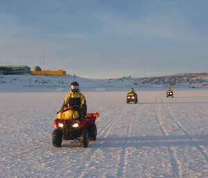 Quad bikes leaving Davis Station