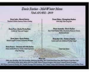 Davis Midwinter celebrations — dinner menu