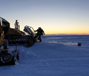 Dieso working on snow groomer in Antarctica