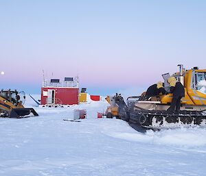 Starting snow groomers in Antarctica