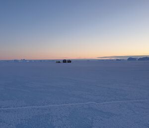 Davis Station vehicles on sea ice