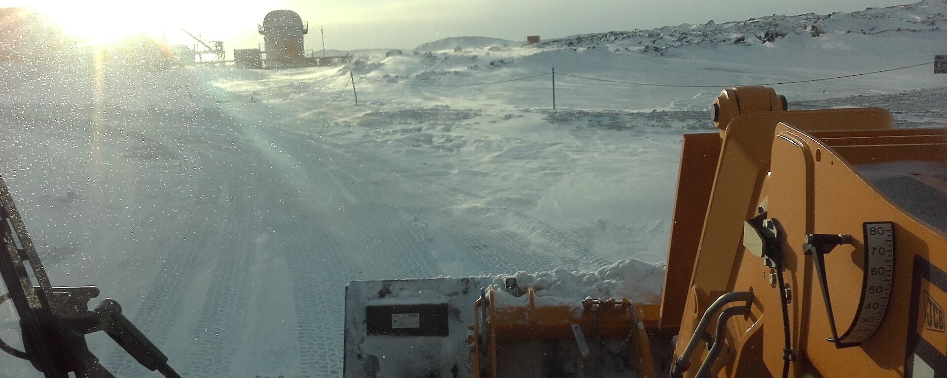 Clearing snow roads in Antarctica