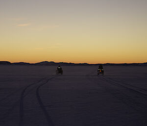 Quad bikes in Antarctica on sea ice