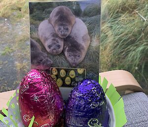 A basket of chocolate eggs