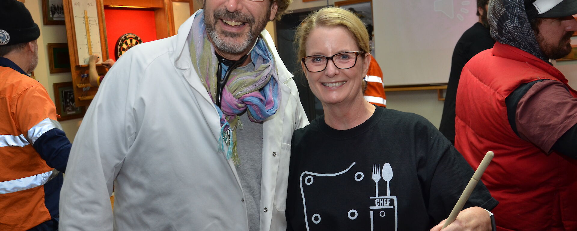 Mawson’s Chef Kim & Dr Jan swapping roles during the ‘look-alike trivia night'.