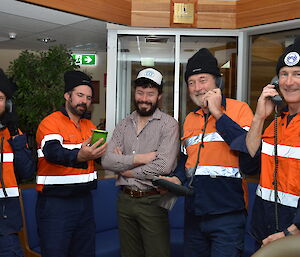 Mawson Plumber Tom with his many imitators at the ‘look-alike trivia night'.