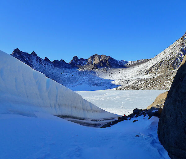 Overlooking a frozen Fearn Lake, North Masson Range — Mawson Station.