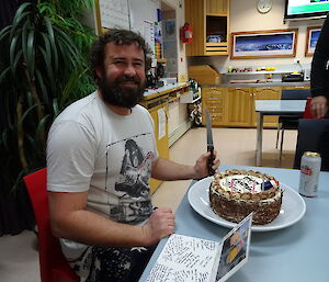 Plumber ‘Terry’ (James) celebrating his birthday — Mawson Station.