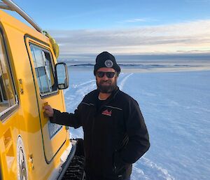 Mawson 72nd ANARE Plumber James ‘Terry’ Terrett enjoying field travel.