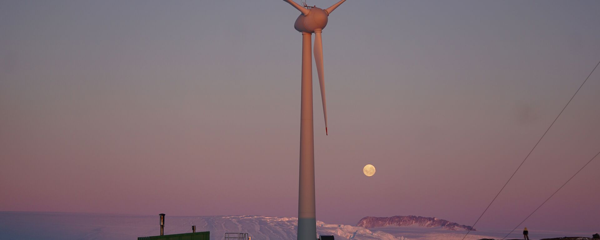 Moon and turbine — Mawson Station.