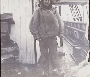 Mawson on the Nimrod post-sleding — Nimrod Expedition 1907–1909.