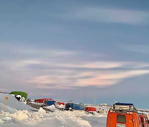 Colourful nacreous cloud formation around midwinter — Mawson.
