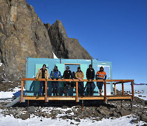 The Rumdoodle Hut Recovery Team (L-R): Dave Davies, Tom Dacy, Glenn Blackwell, Warren Arnold, Chris George, James Terrett.