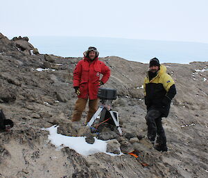 Taylor Rookery fixed camera maintenance — Warren Arnold & Glenn Blackwell.