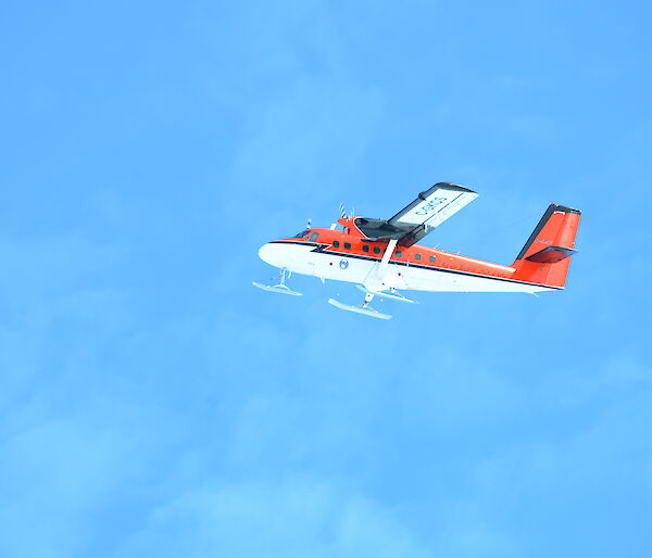 A DHC-6 Twin Otter prepares to land at Mawson Station.