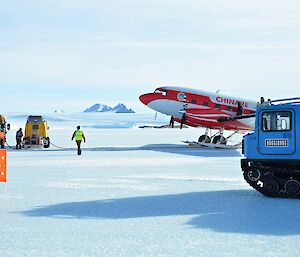 Twin Otter refuelling on sea ice at Mawson Station.