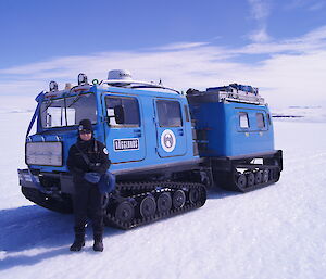 Sandra Sdraulig and Blue Hägglunds in Mawson’s Framnes Mountains.