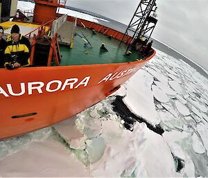 Two men on deck of Aurora Australis