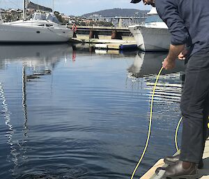 Benthic ecologist Dr Glenn Johnstone takes the ROV through its paces in Hobart.