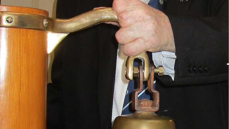 Former Wyatt Earp crew member, 96 year old Norman Tame, rang the ship’s bell at the celebratory luncheon.