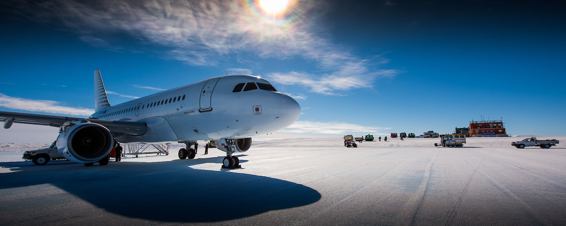 The Airbus A319 at Wilkins Aerodrome.